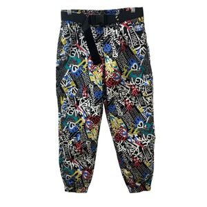 Teen Size 11/30 Graphic Print‎ Cargo Pants with Belt Abstract Graffiti Pattern